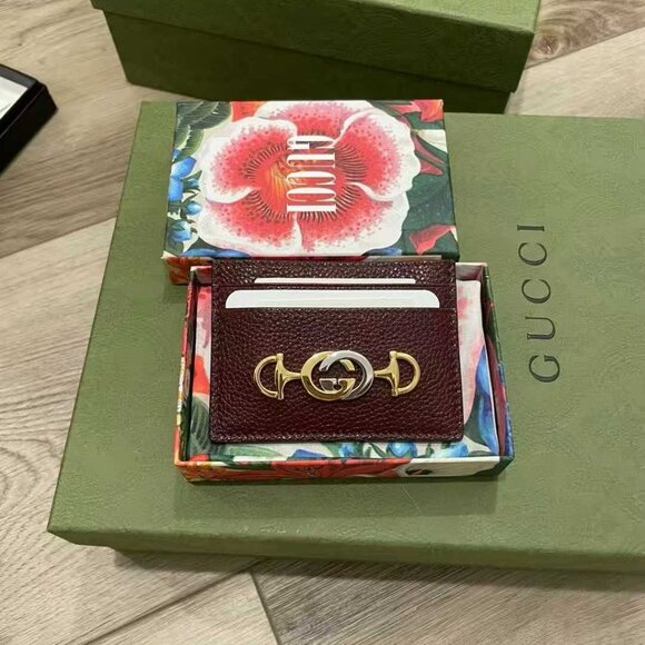NIB Authentic Gucci Zumi Grainy Leather Card Case - Picture 1 of 3